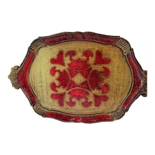 Vintage Italian Florentine Gilt Wood Tray For Sale