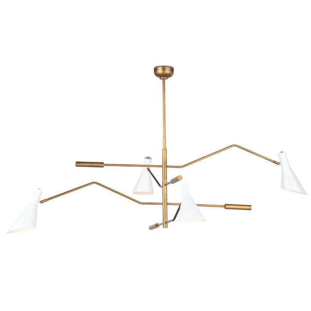 Regina Andrew Spyder Steel Chandelier, White & Natural Brass For Sale In Detroit - Image 6 of 6
