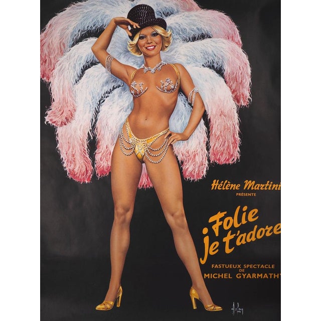 Aslan (Michel Gourdon says) Madness I adore you, 1974 Original vintage poster Signed in the plate 140 x 100 cm Poster...