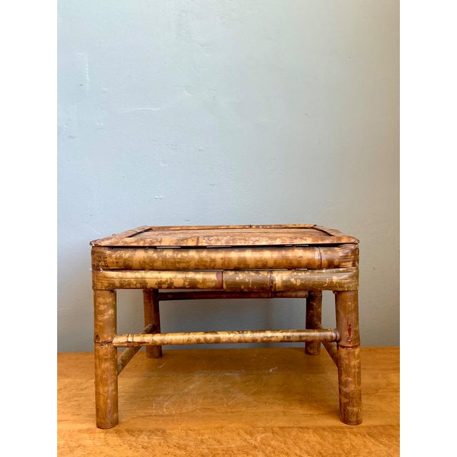 Mid-Century Modern Vintage Rattan Bamboo Accent Table, Mid-Century Modern Side Table For Sale - Image 3 of 9
