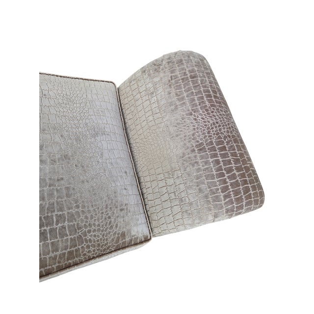 Vintage Oversized Window Bench Settee Alligator Print Paw Feet Attributed to Ralph Lauren For Sale - Image 10 of 18