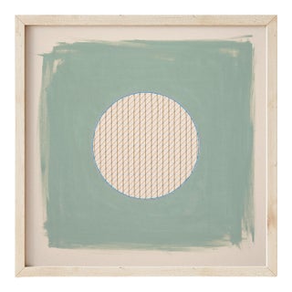 Sage Green Neutral Geometric Abstract Art Print by Emily Keating Snyder | 36 X 36 Print in Wood Frame For Sale