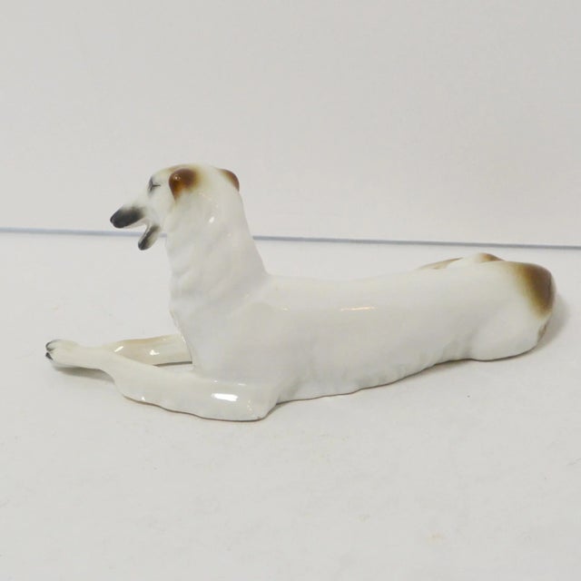 1920s 1920s Sitzendorf Porcelain Borzoi Figurine, Antique Dog, Art Deco Borzoi Dog Figurine For Sale - Image 5 of 9