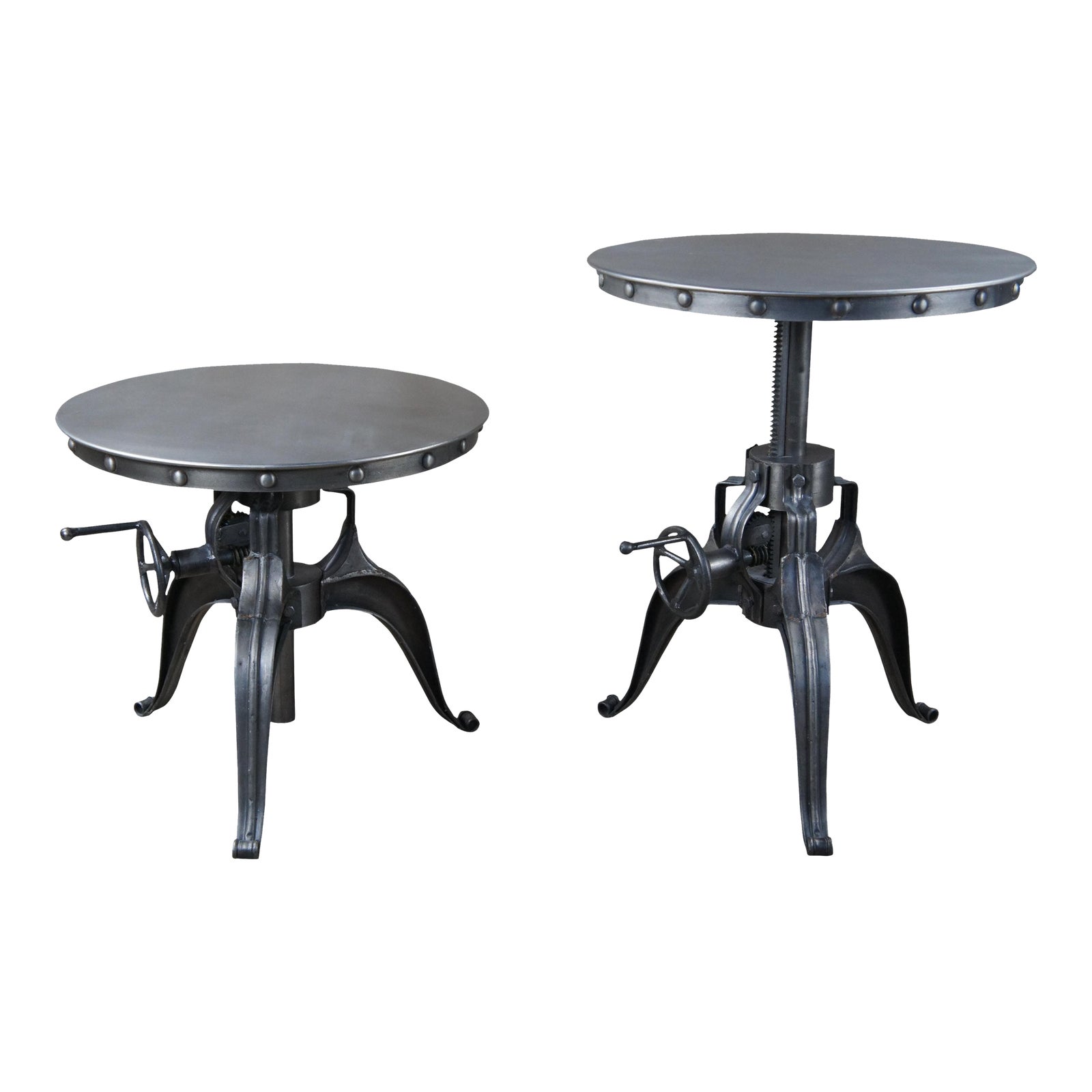 2 Arhaus Industrial Modern Round Metal Adjustable Weston Crank End