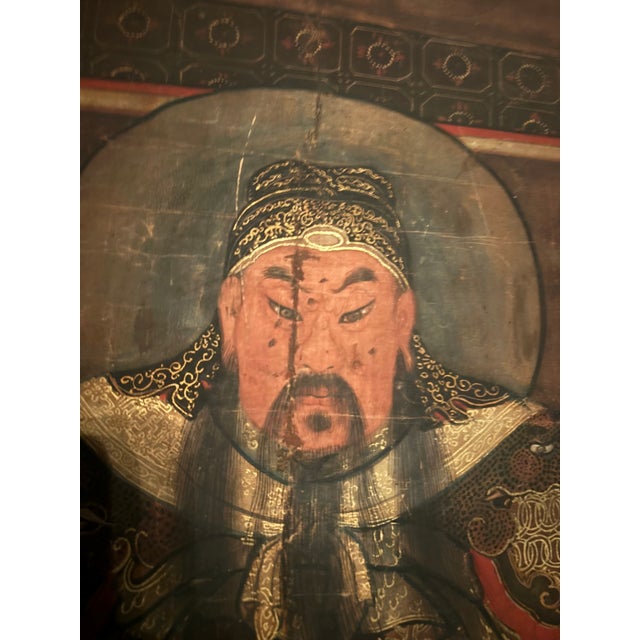 Chinese Antique Framed Hand Painted Chinese Warrior For Sale - Image 3 of 6