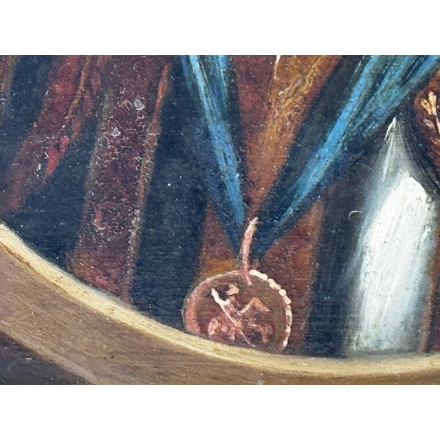 Wood Historic Oil Painting England’s Lost Heir: Henry Frederick, Prince of Wales in Ceremonial Armour Wearing Order of the Garter After Isaac Oliver C1840 For Sale - Image 7 of 18