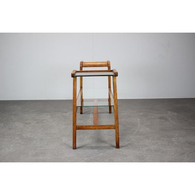 Mid-Century Wooden Plant Stand with Glass Shelf from Uluv, Former Czechoslovakia, 1960s For Sale - Image 6 of 9