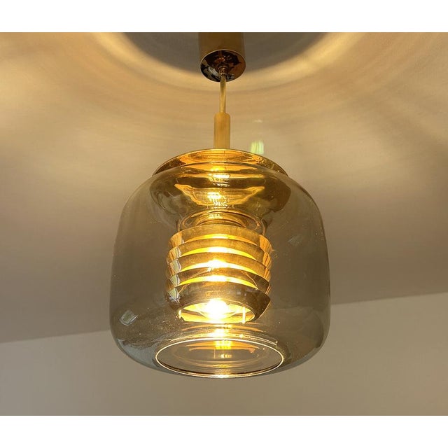 Gold Vintage Glass Pendant Light from Erco, 1970s For Sale - Image 8 of 14