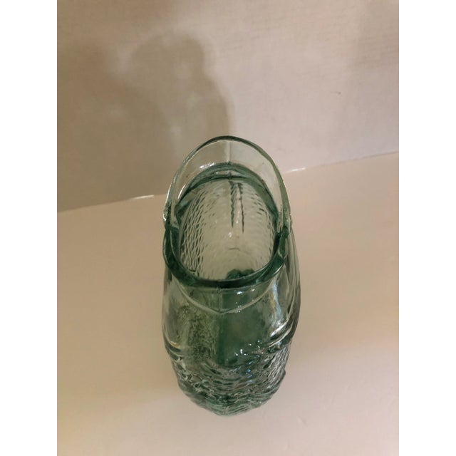 Glass Mid-Century’s Carp Fish Open Mouth Pressed Clear Green Glass Vase For Sale - Image 7 of 12