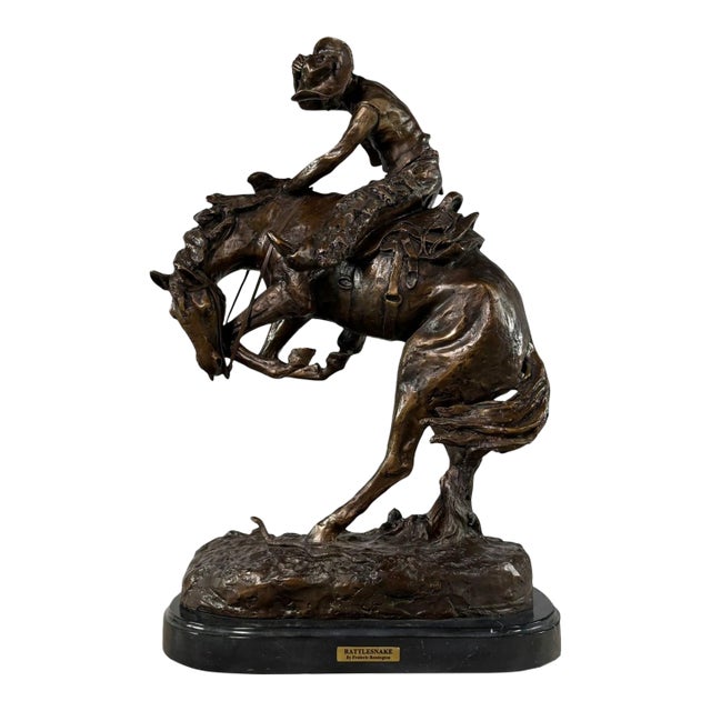 After Remington “The Rattlesnake” Bronze Sculpture – With Signature – 32” Tall For Sale