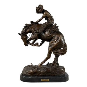 After Remington “The Rattlesnake” Bronze Sculpture – With Signature – 32” Tall