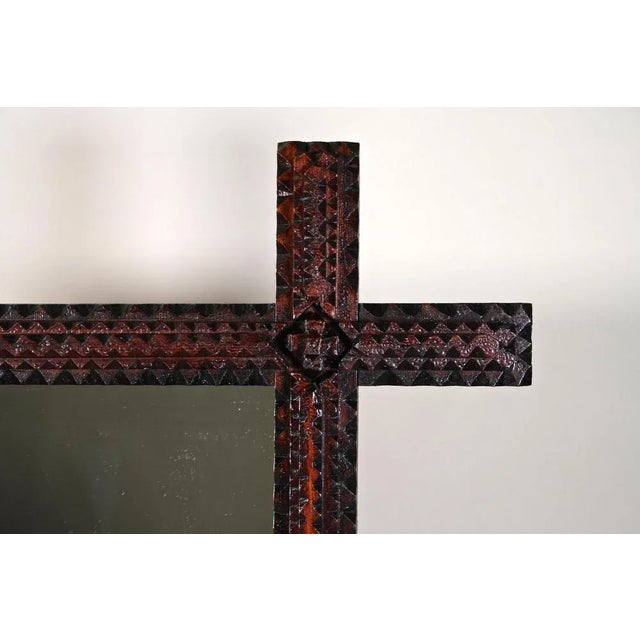 Hand-Carved Tramp Art Wall Mirror, Austria, 1870s For Sale - Image 5 of 18