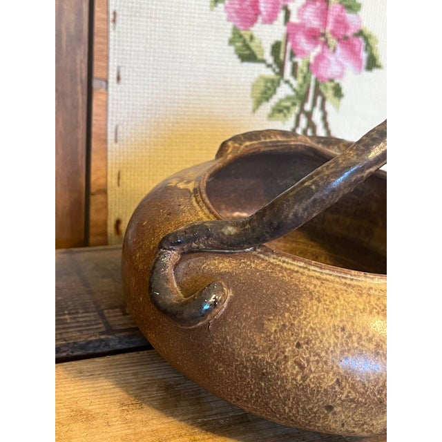 Metal Vintage Handmade and Signed Cat Bowl With Handle For Sale - Image 7 of 8