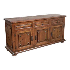 Late 20th Century Spanish Revival Rustic Solid Pine Sideboard Artes De Mexico Internationales Sa Style