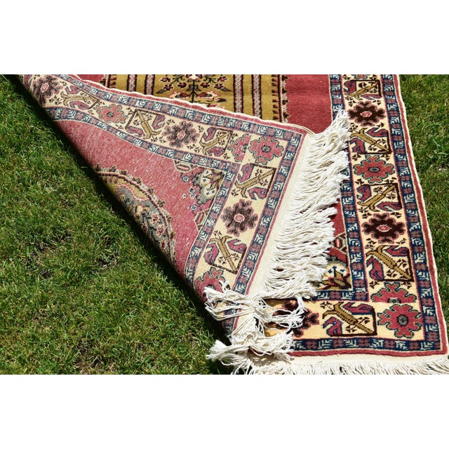 1960s Vintage Turkish Floral Desing Red Handmade Kayseri Rug For Sale - Image 9 of 12