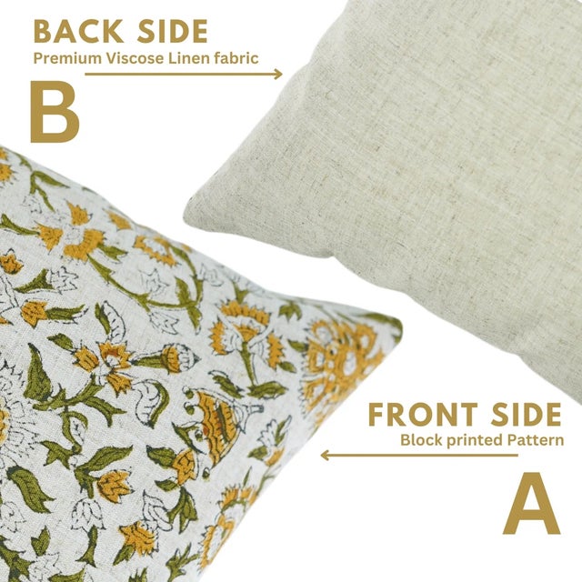 Fabdivine Colorful Block Print Cushion Cover 26x26 Inch Viscose Linen-Pushplata For Sale - Image 4 of 5