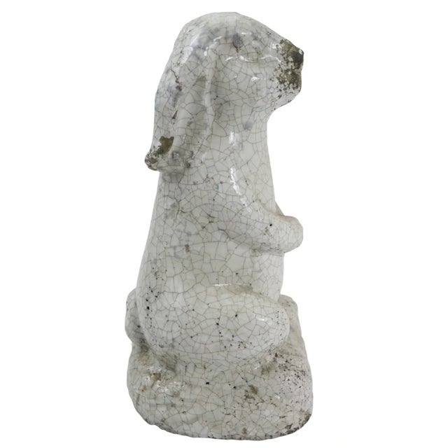 Terra Cotta Terra Cotta Rabbit Garden Statue in Off White Craquelure Glaze For Sale - Image 8 of 12