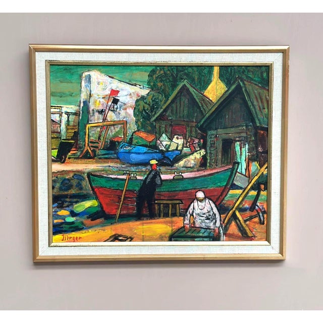 Birger E. Son Birger, Harbour, 1960s, Oil on Panel, Framed For Sale - Image 10 of 18