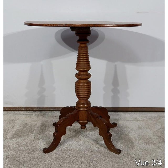 Small Oak and Walnut Pedestal Side Table For Sale - Image 9 of 14