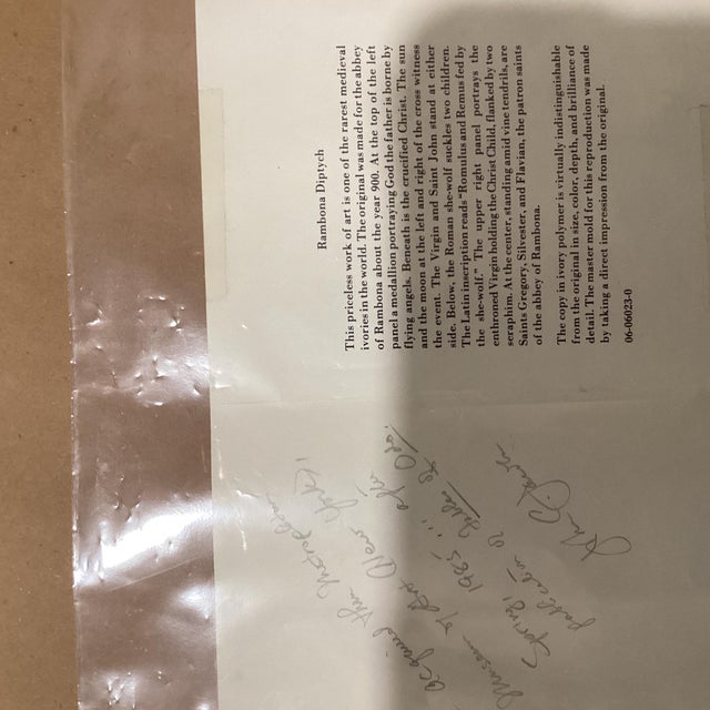 Vintage Diptych of Rambona, Central Italy, Late 9th-Early 10th Century, Ivory. Vatican City, Reproduction From Vatican Museum For Sale - Image 12 of 12