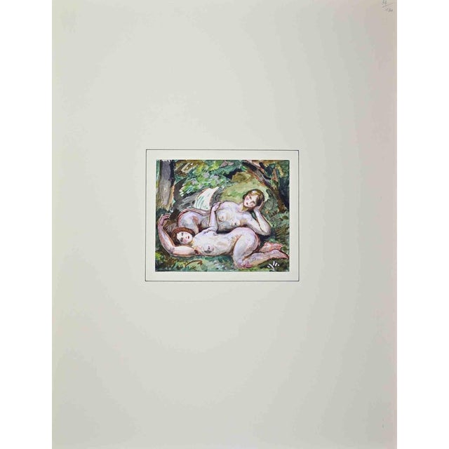 Watercolor, pencil and gouache on paper. Stamp of the Artist. Matte, in excellent condition. Vivid and sensuous...