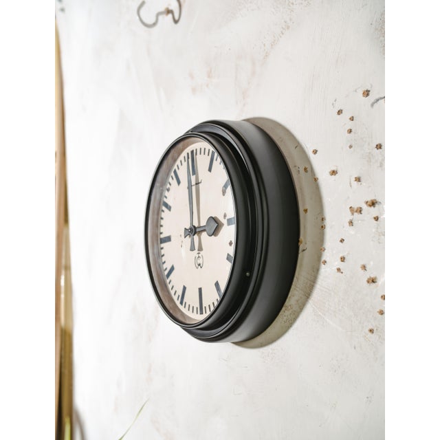 Industrial Black Industrial Factory Wall Clock by Carl Theodor Wagner, Germany For Sale - Image 3 of 14