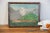 :: Extraordinary piece of folk art, antique circa early 1900's landscape painting signed in lower left though tough to...