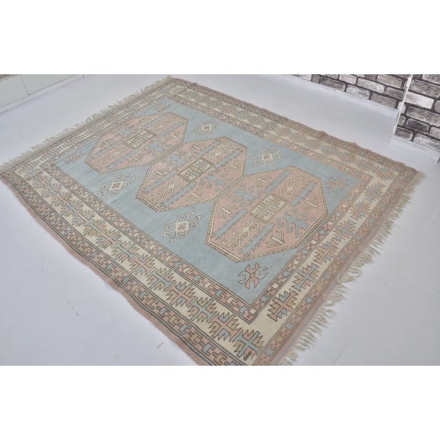 1960s Light Turqouise Vintage Anatolian Carpet For Sale - Image 5 of 10