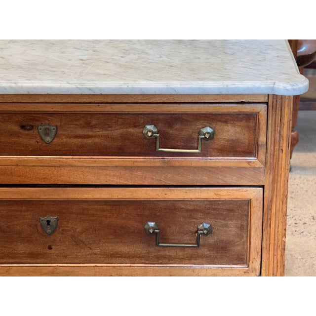 Late 18th Century Late 18th Century Louis XVI Walnut Commode With Marble Top For Sale - Image 5 of 11