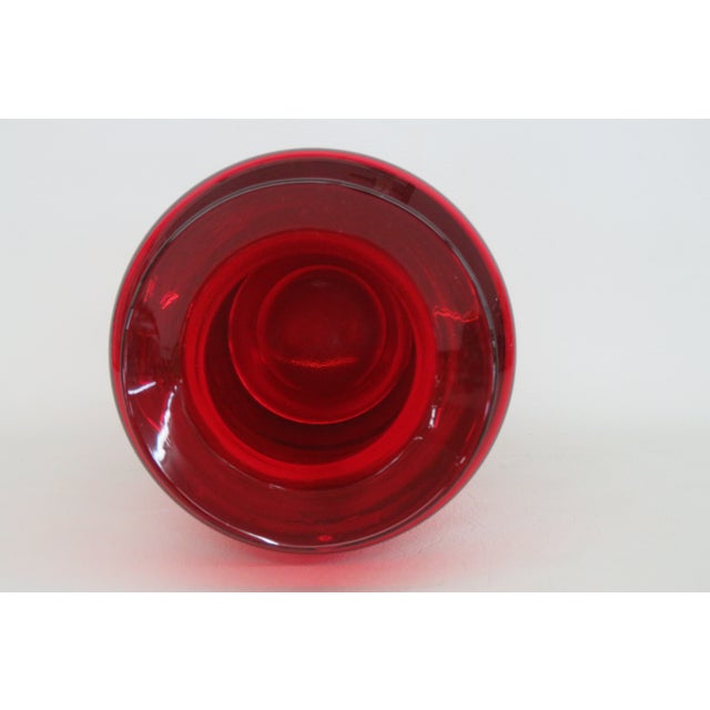 Hand Blown Ruby Red Tall Vase With Flared Opening and Clear Base 5084b For Sale In Miami - Image 6 of 11