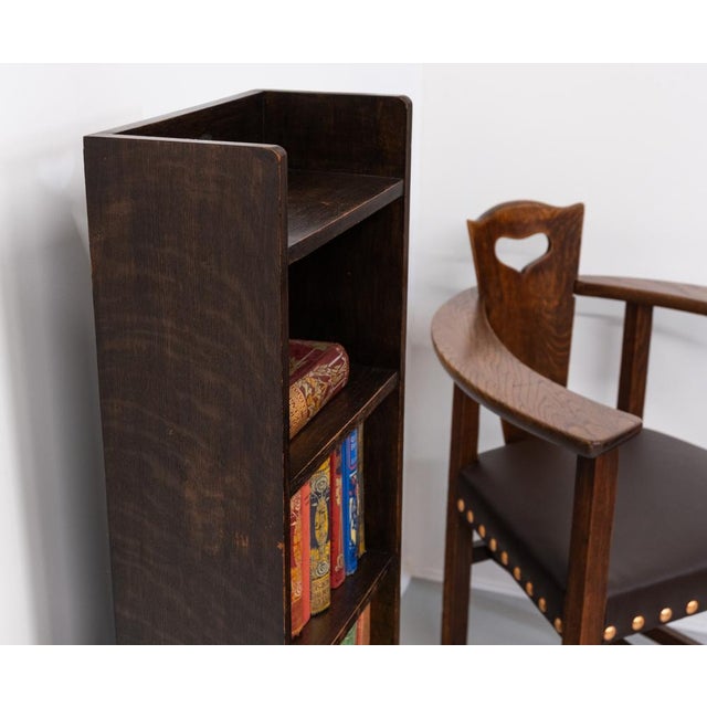 Heart Narrow Open Bookcase in Oak from Liberty & Co., 1905 For Sale - Image 5 of 12