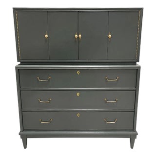Mid 20th Century 42" Finished 3 Drawer 2 Door Vintage Tallboy For Sale