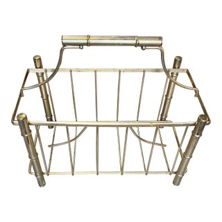 1970s Brass Mid Century Modern Magazine Rack For Sale