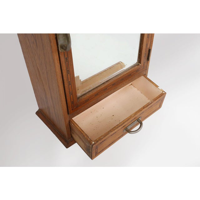 Art Deco Shaving Cabinet in Oak with Mirror, France, 1930s For Sale - Image 10 of 15