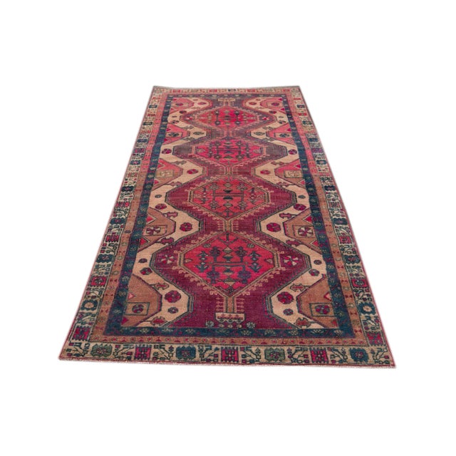 Shabby Chic Shabby Chic Vintage Handmade Scatter Wool Rug For Sale - Image 3 of 13