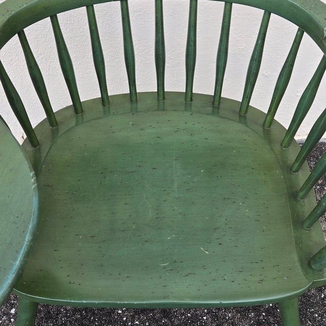Green 1960s Vintage Windsor Writing Chair by Barnard & Simonds Co. In Green For Sale - Image 8 of 15