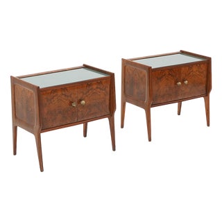 Briar Bedside Tables with Glass Tops, 1950s, Set of 2 For Sale