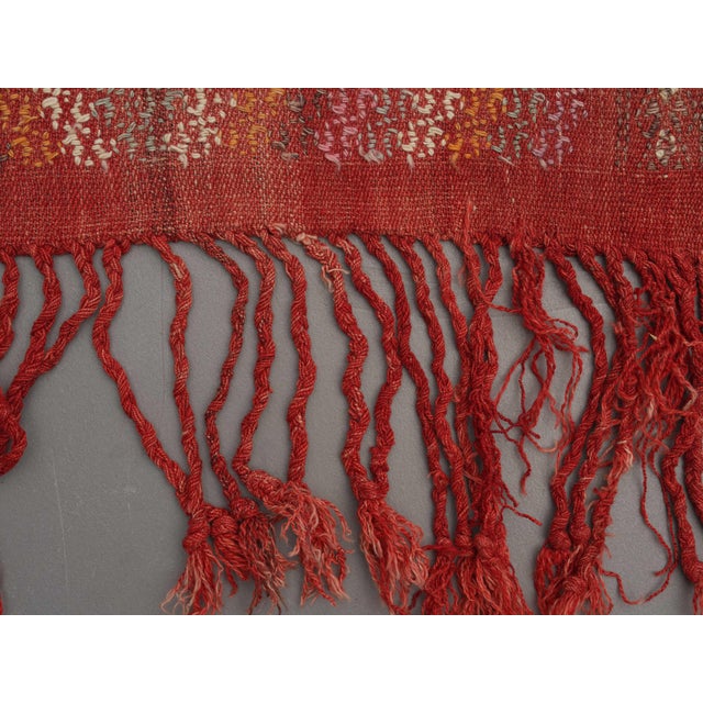 1970s Vintage Handmade Wool Cotton Red Area Rug For Sale In San Francisco - Image 6 of 11