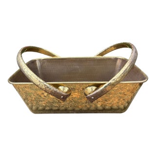 1960s Hollywood Regency Brass Basket For Sale
