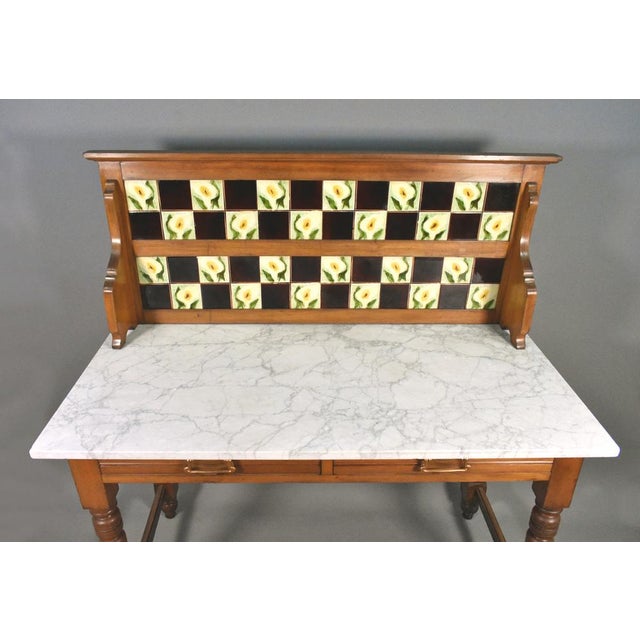 Edwardian Washstand in Marble and Birch, 1890s For Sale - Image 5 of 18