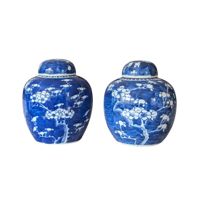 Vintage Asian Antique Blue and White Ginger Jars- A Pair For Sale - Image 10 of 16