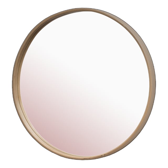 Round Mirror with Wooden Frame from Villahomecollection For Sale