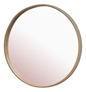 Round Mirror with Wooden Frame from Villahomecollection