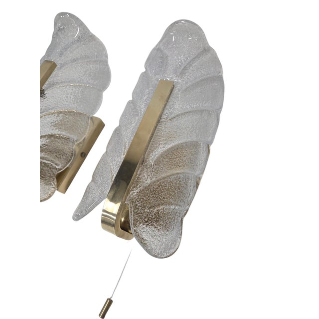 Gold Wall Lights Acanthus Leaf by Orrefors and JBS Fagerlund and Carl Fagerlund, Sweden, 1960s, Set of 2 For Sale - Image 8 of 16