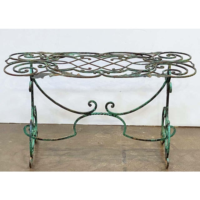 English Garden Table of Wrought Iron With Verdigris Painted Finish Chairish