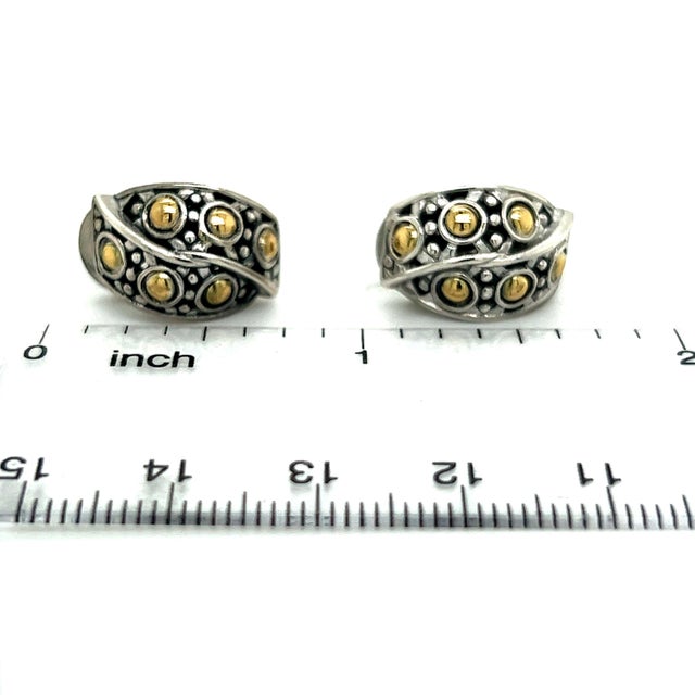 Authentic John Hardy Estate Jaisalmer Belly Earrings With Omega Back 18k G Sterling Silver JH42 TRUSTED SELLER SINCE 2002...