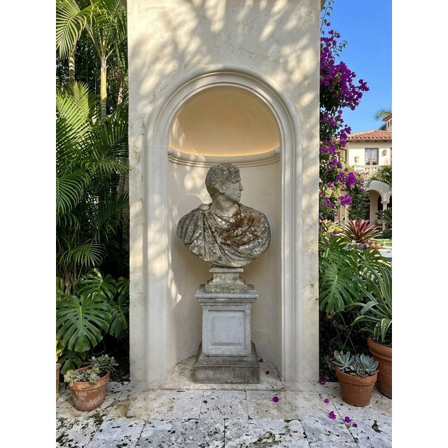 Antique English Neoclassical Cast Stone Bust on Sandstone Plinth For Sale - Image 12 of 12