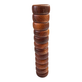 Vintage Mid-Century Modern Sculptural Solid Wood Napkin Rings - Set of 12 For Sale