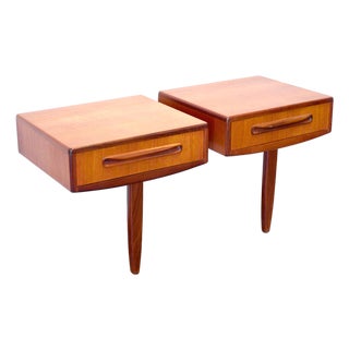 1960s G-Plan "Fresco" Wall-Mounted Pair of Nightstands, Attributed For Sale