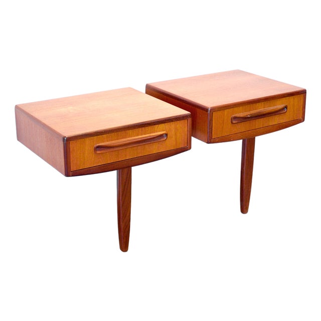 1960s G-Plan "Fresco" Wall-Mounted Pair of Nightstands, Attributed For Sale